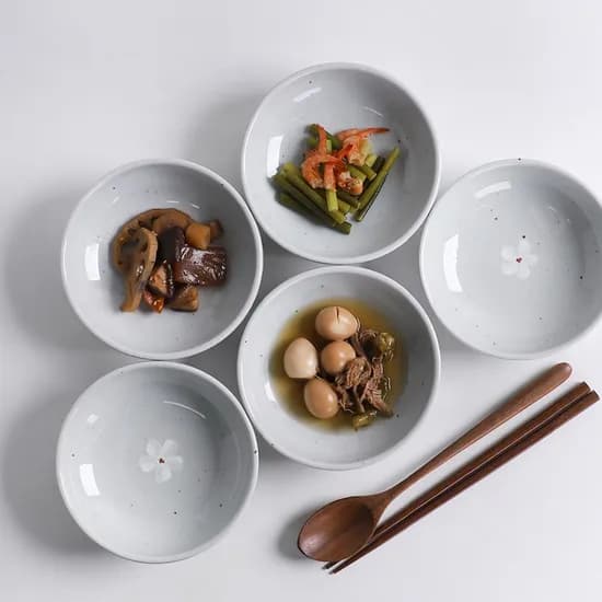 꽃 고백자 국산도자기 핸드메이드 굽 찬기 중
