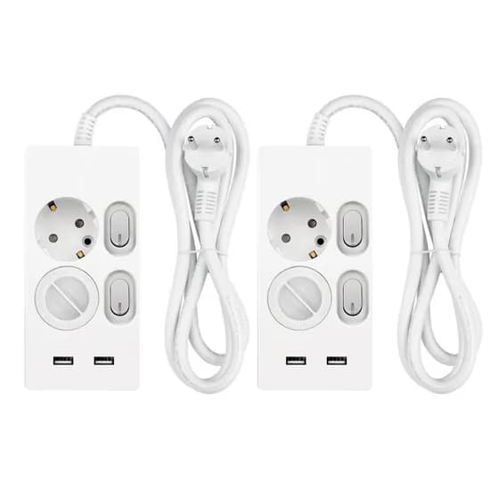 1+1 국산 USB 2포트 개별스위치 2구 멀티탭 (5V,3A 충전기) 1.5m/3m/5m