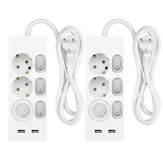 1+1 국산 USB 2포트 개별스위치 3구 멀티탭 (5V,3A 충전기) 1.5m/3m/5m