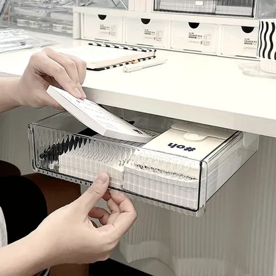 접착식 투명 히든 서랍 책상밑 붙이는 슬라이드 보관함 3size