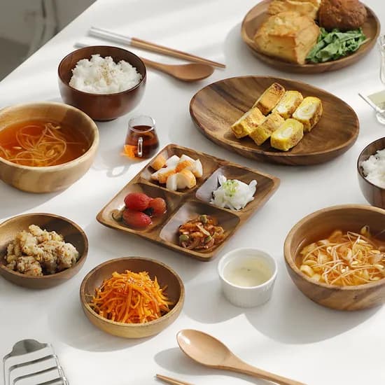 캠핑 우드 2인 식기세트 나눔접시4구 9p 신혼 집들이 그릇