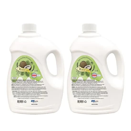 대용량 1종 친환경 주방세제 2.5L x 2개입 순한 무향료 무색소 과일채소세척