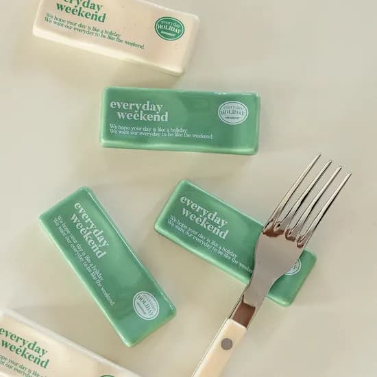W4 홀리데이 수저받침 그린아이보리