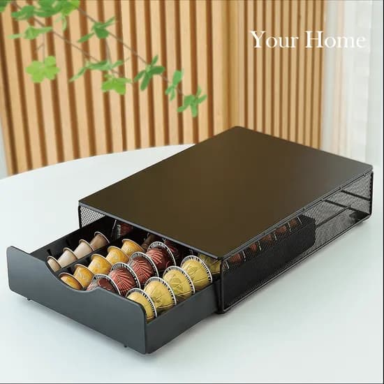 서랍형 커피캡슐보관함 철제서랍 40구 블랙