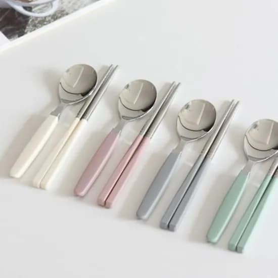 1+1 카모메 키즈 어린이 수저세트(숟가락+젓가락) 4colors + 케이스 추가선택