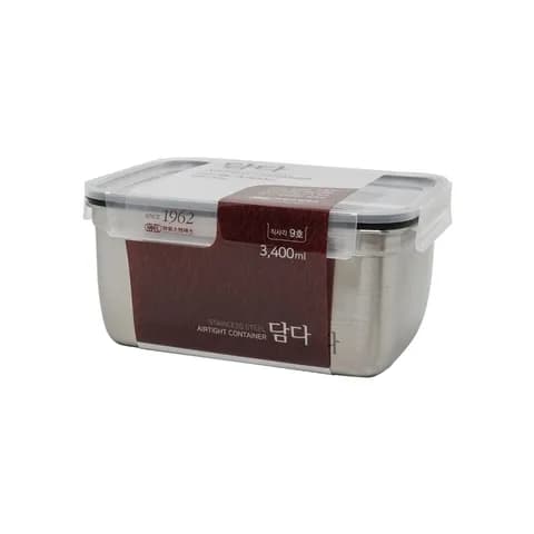 담다 직사각 스텐 밀폐용기 반찬통 9호 3400ml