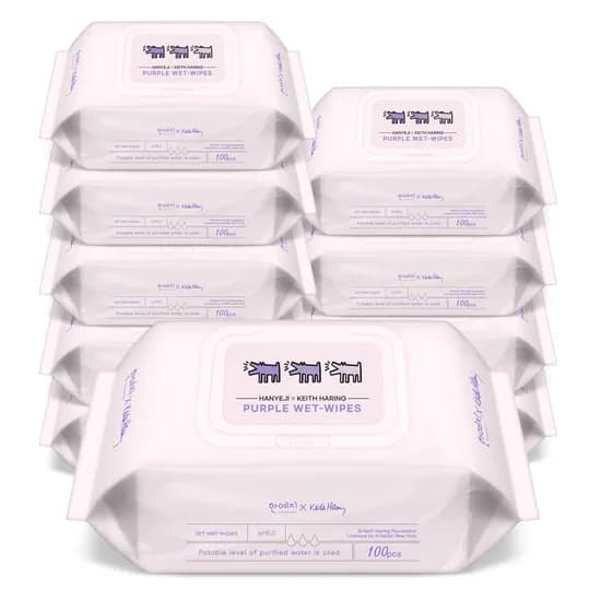 키스해링 퍼플 물티슈 캡형 100매 10팩