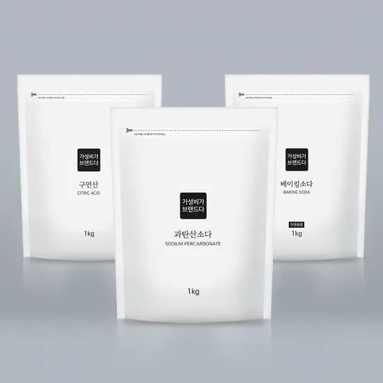 베이킹소다+과탄산소다+구연산 다목적 세정제 1KG x 3개(지퍼백)