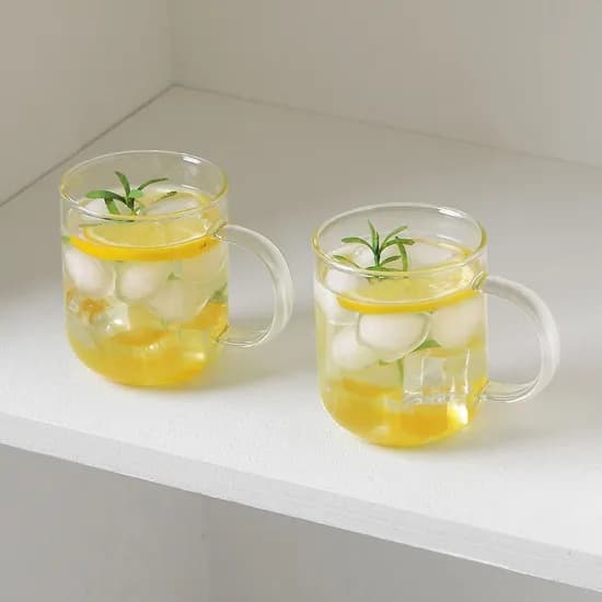 언더라운드 내열 글라스 머그 유리컵 360ml 2P세트