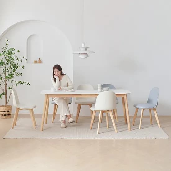 쿠폰가 279,650원 / 젠티아 12T 15T 세라믹 원목 6인용 식탁세트