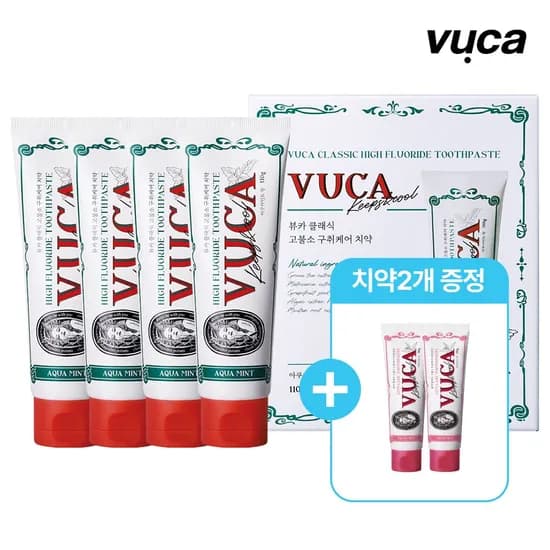 비건 클래식 고불소 구취케어치약 아쿠아민트향 110g 4개