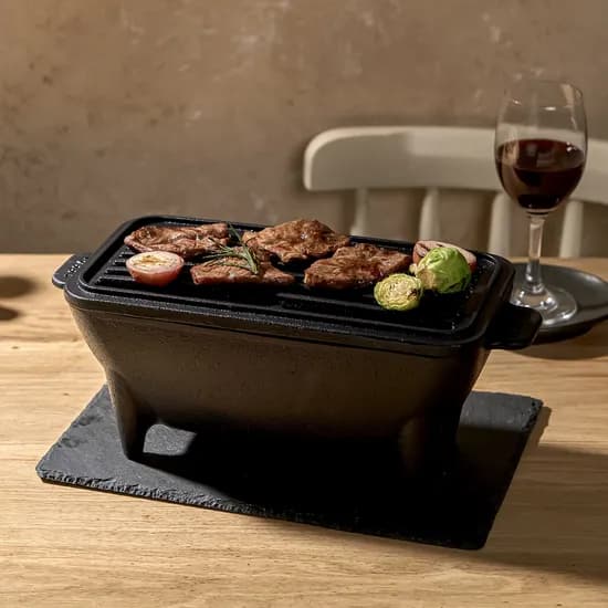 1인고기 구이 무쇠주물 세라믹코팅 사각 화로 개인화로세트