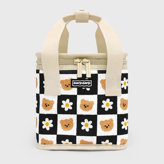 CHECKER BOARD FLOWER MERRY 미니 보냉백 도시락 가방 런치백