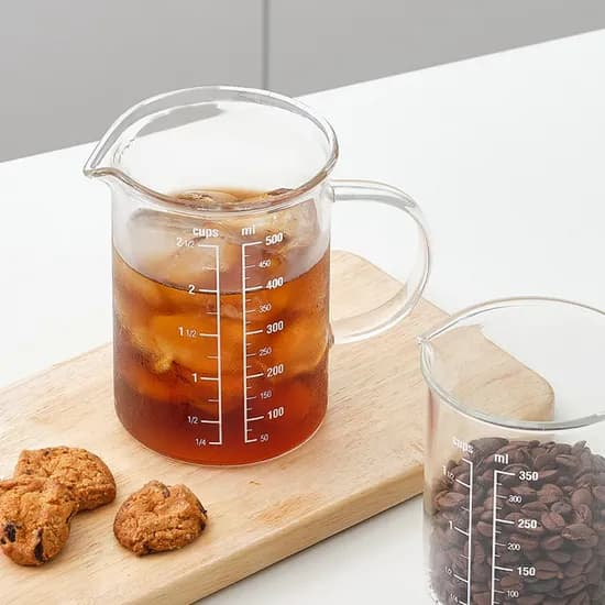프리미엄 비커 내열 유리 계량컵 500ml 홈카페 유리잔 컵 저그 2개 11,500원