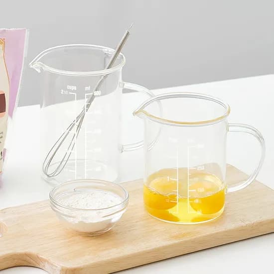 프리미엄 비커 내열 유리 계량컵 350ml + 500ml 2P세트 /홈카페 유리잔컵