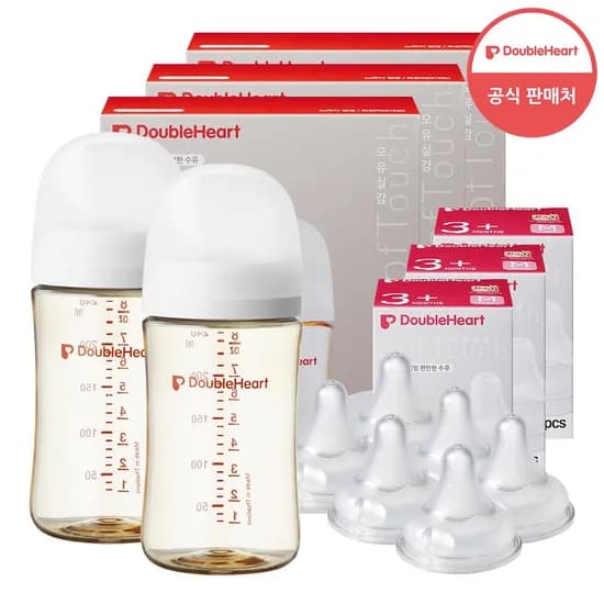 3세대 240ml 베이직/모먼트 트윈팩 3개(젖병6개)+젖꼭지 6개