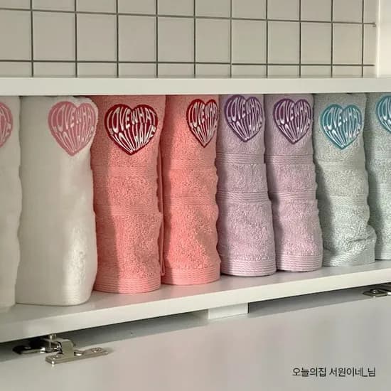 하트자수 키치수건 하이틴 160g 타월 선물세트 10장