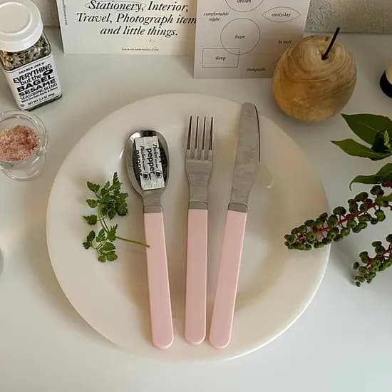 아노브 디너커트러리세트 핑크 화이트 블랙 3color
