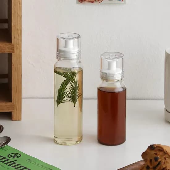 클린 흐르지 않는 오일병 유리 실리콘 양념병 대 300ml 2P