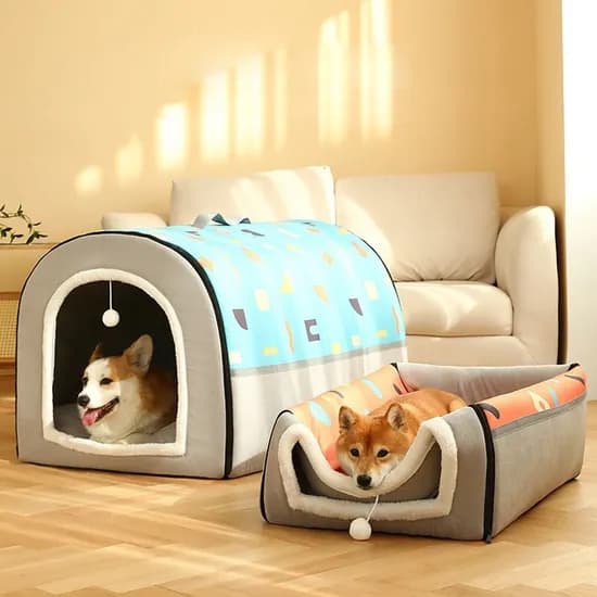 강아지 고양이 쿠션 난방 텐트 하우스 중형견 방한 겨울집 보온 강아지집