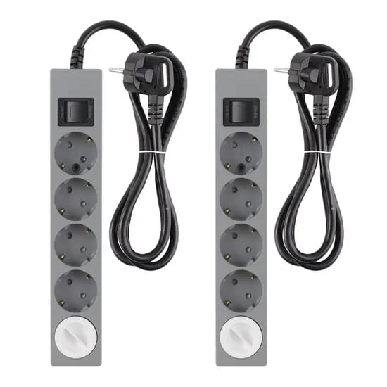 1+1 그레이 블랙 컬러 디자인 납작 멀티탭 과부하 5구 (16A) 1.5m/3m/5m