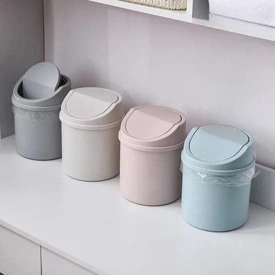 파스텔 스윙형 미니 휴지통 거실 탁상 화장대 쓰레기통 4colors