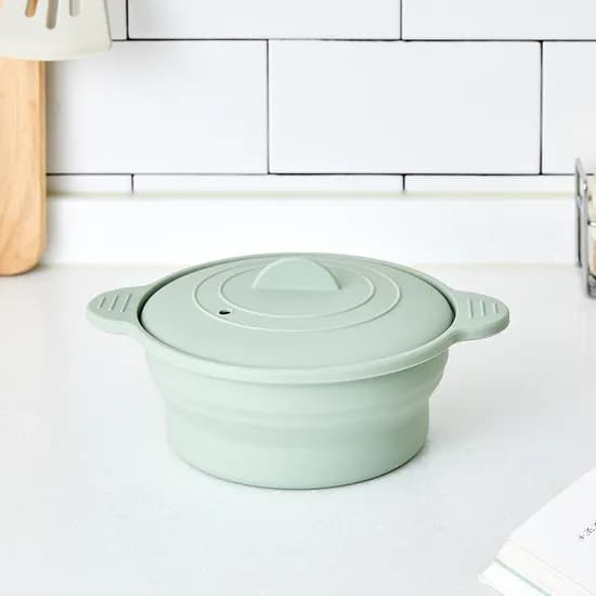 접어서 보관하는 전자레인지 실리콘 찜기 1250ml 그린