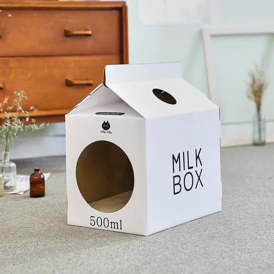 한발뚝딱 고양이 스크래쳐 하우스 MILK BOX 화이트