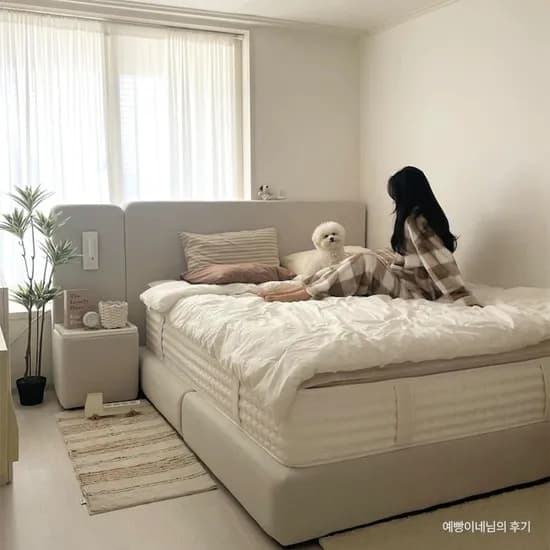 쿠폰가 199,000 이안 아쿠아텍스 패브릭 호텔 침대 프레임(SS,Q/K)