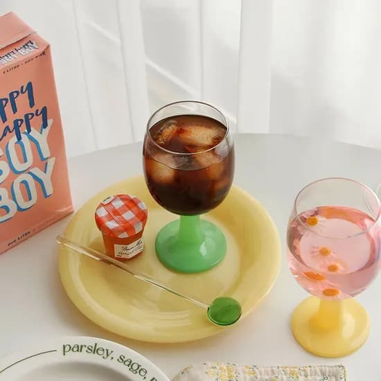 덤보 컬러 고블렛잔 250ml 2color 와인잔 유리컵
