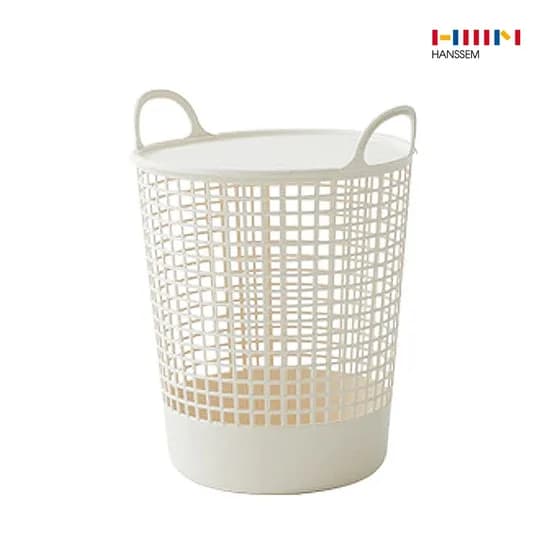 원형 다용도 빨래바구니 40L (뚜껑포함)