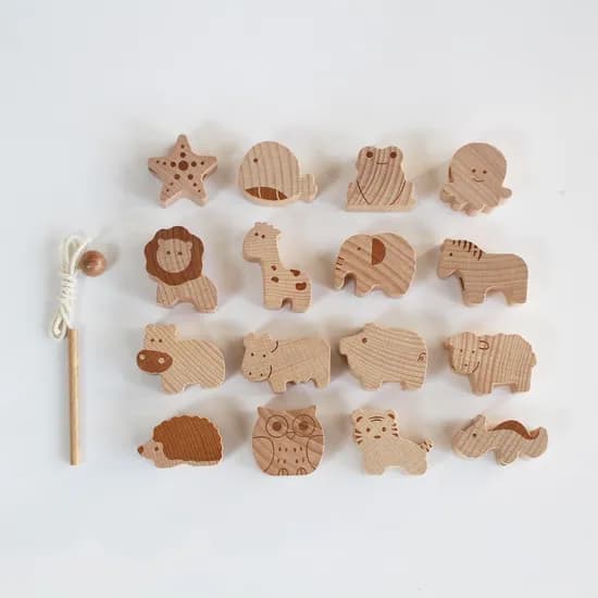 동물 실꿰기 16pcs 블럭 소근육 발달 원목 교구 장난감