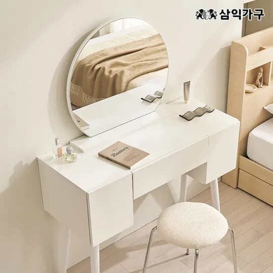 베런 멀티수납형 원형거울 화장대 세트(스툴포함) 109,000원