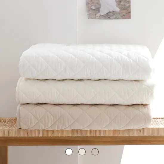 오가닉 플레인 순면60수 고정밴드 10cm 더 넉넉한 누빔침대패드 3색상 SS/Q/K/LK