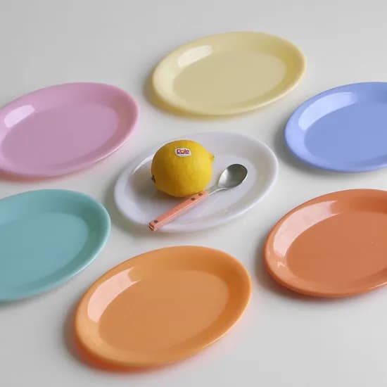 국산 멜로우 밀크 플레이트 멜라민 오발접시 타원 20cm 9color 디저트 그릇
