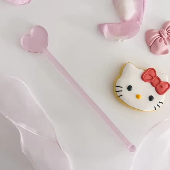 요술봉 머들러 핑크 하트 유리 머들러