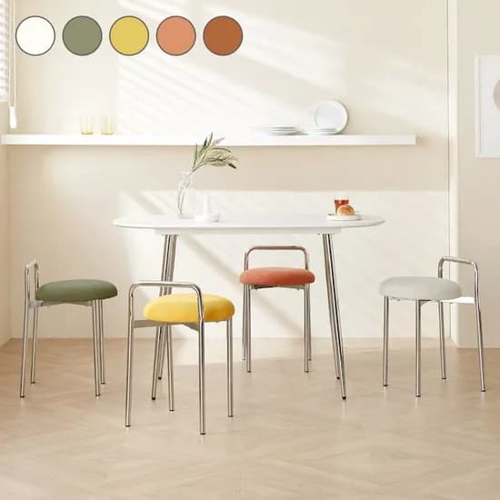 보스톤 크롬 스툴 코듀로이 간이 보조 의자 5colors