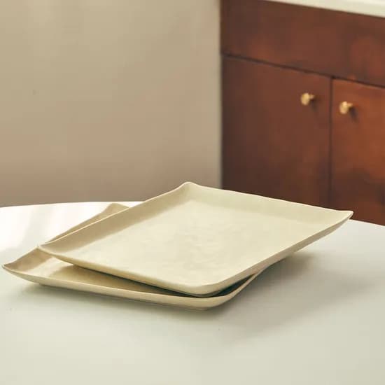 너울 사각 접시 24.8cm - 베이지 (국내생산)