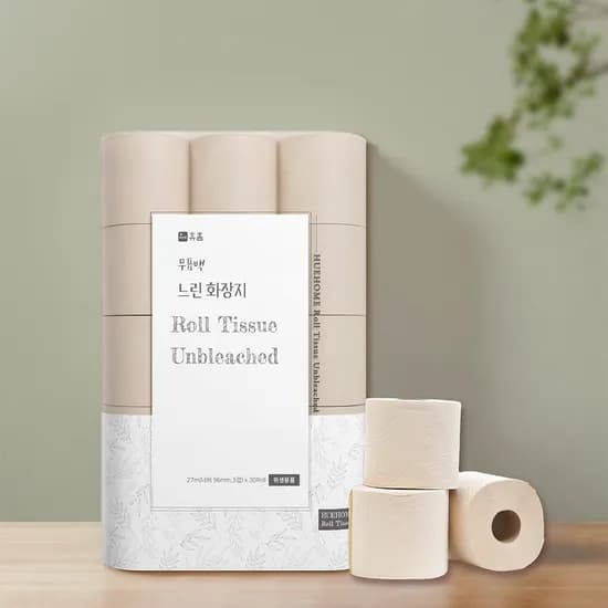 휴홈 먼지없는 무표백 천연 느린화장지 27m 30롤 1팩