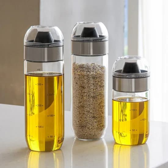 블랙엣지 커브드 내열유리 오일병 참기름병 간장 소스병 400ml
