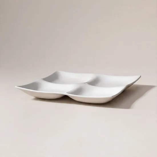 마일드 화이트 4절 나눔접시 대 22cm 2P/4P