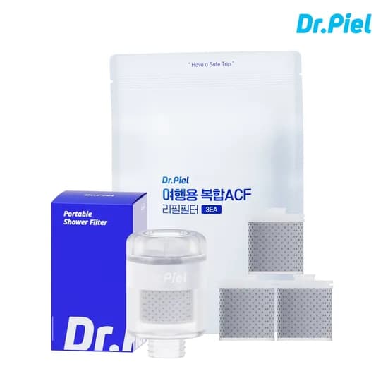 여행용 샤워기필터 고급형 세트 (고급형 본품 + 고급형 리필필터 3ea)