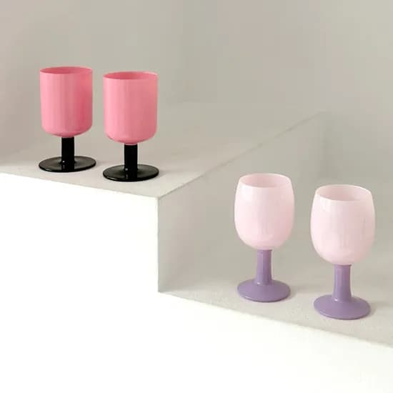 1+1 파스텔 고블렛 세트 홈카페 하이볼 글라스 와인잔 유리잔 2colors