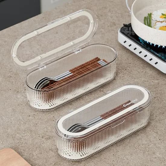 템바보드 투명 먼지차단 물빠짐 수저통 수저정리함