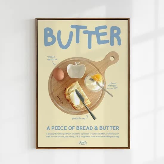 빵포스터 버터 그림 빈티지감성 카페포스터 Butter Blue