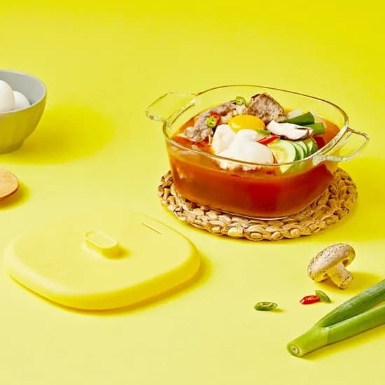 렌지쿡 실리콘캡 탕찌개용 유리용기 옐로우에디션
