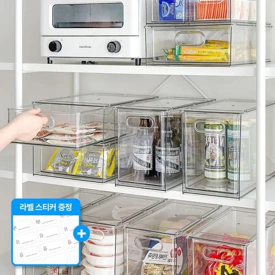 프리미엄 투명 서랍 팬트리 정리함 아크릴 적층식 주방 리빙박스