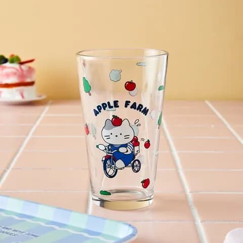 애플팜 바이크 밀크캣 유리컵 460ML