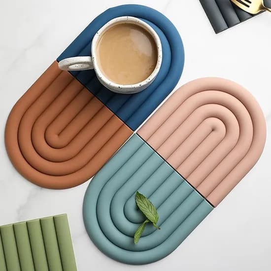 파스텔 크리미 실리콘 논슬립 티코스터 냄비받침 다용도매트 6color