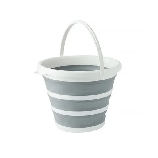 신형 원형 접이식 자바라 양동이 빨래 바구니 (그레이) 1P